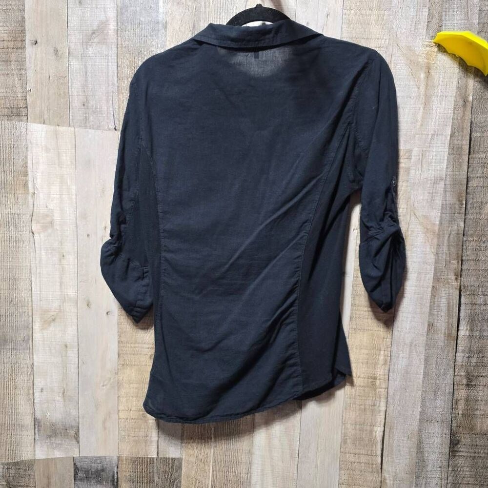 James Perse Black Cotton Button Up Shirt XS Office Neutral Business Career Basic - Picture 3 of 8